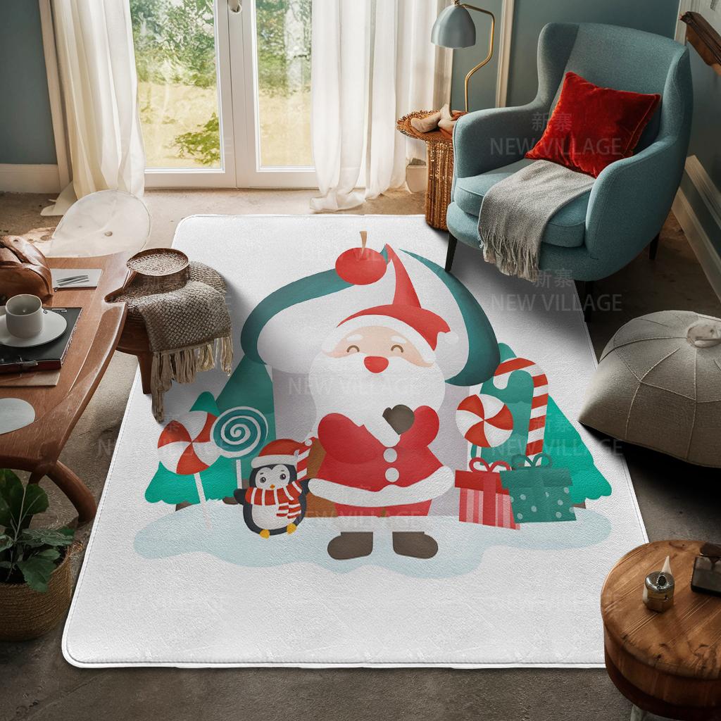 House Entrance Carpet Home Door Mat Living Room Bath Foot Bathroom Non-slip Water Absorption Rugs Bath Merry Christmas Winter
