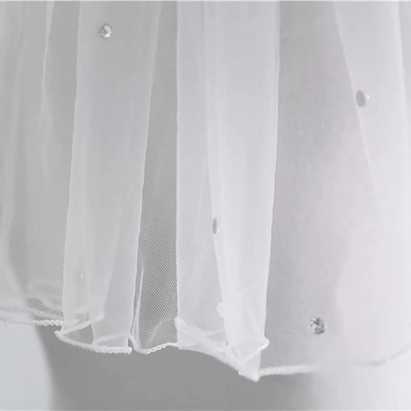 1pc Crystal Bridal Veils Short 1 Tier Soft Mesh With Comb Wedding Party Bride Hair Accessories for Women and Girls