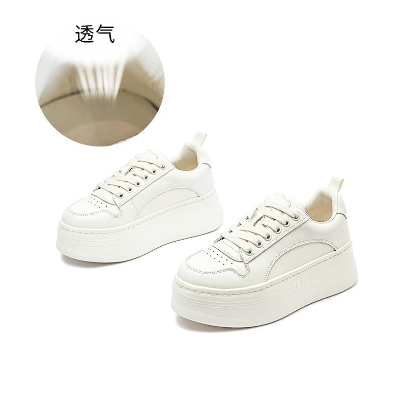 

Подошва из пеноматериала, первый слой из коровьей кожи, маленькие белые туфли, женские весенние новые спортивные туфли на платформе, туфли-маффины, повседневные одинарные туфли 40 бежевый