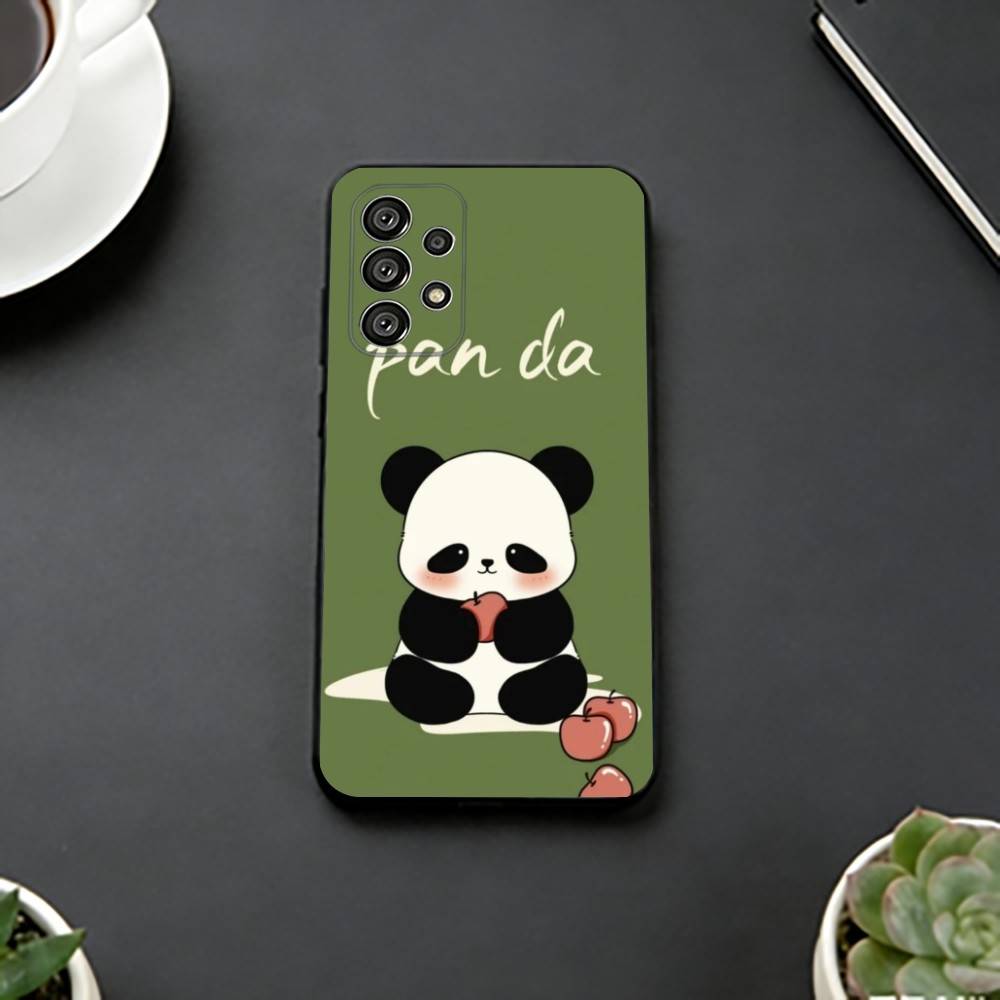 Cute F-Fubao Animal P-Panda Phone Case Black Silicone Soft For Samsung S25,S24,S21,S22,S23,S30,Ultra,S20,Plus,Fe,Lite
