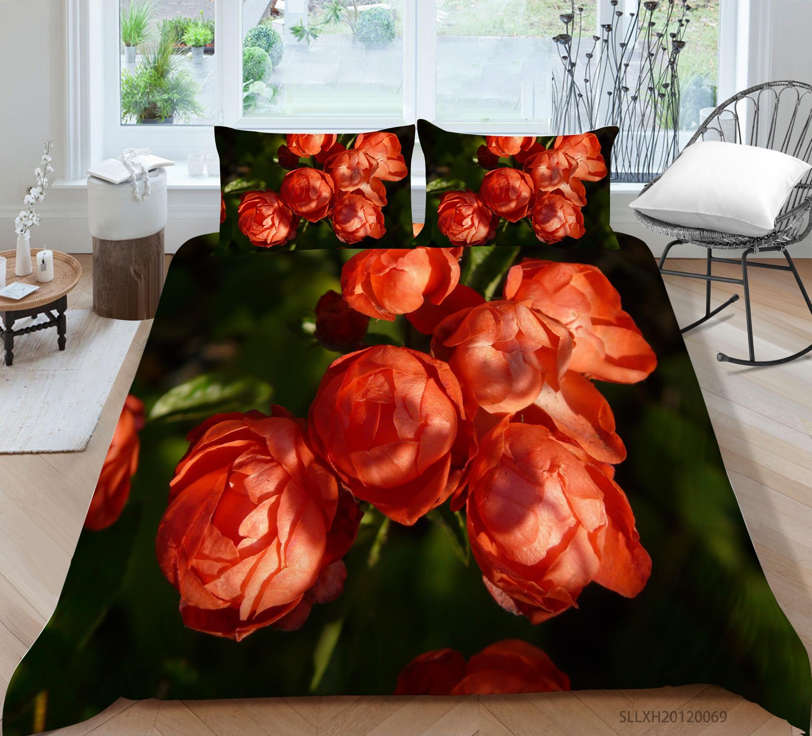 

Тема Дня святого Валентина, домашний комплект постельного белья для пары, постельное белье с розой, пододеяльник, наволочка, простыня/двуспальная кровать, полный размер, 2/3 шт. AU Double 180x210cm