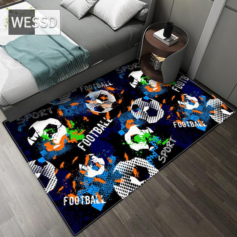 Football Carpet Cartoon Bedroom Carpet For Soft Flannel Teenager Carpet Big Mat