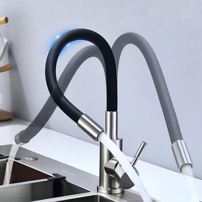 Stainless Steel Kitchen Sink Faucet Universal Flexible Pipe Hot Cold Kitchen Mixer Tap Deck Mounted Bathroom Kitchen Tap