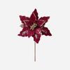Flannel Fabric Christmas Artificial Flowers Plastic Glitter Glitter Fake Flower 28cm DIY Glitter Poinsettia
