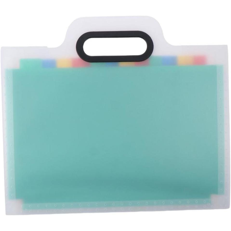 1 Piece Expandable Folder With Handle, A4 Size Black And White Portable Accordion Folder, 13 Flap Pocket Pants