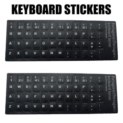 2Pcs Keyboard Letter Stickers Portuguese Keyboard Stickers Letters and Numbers Replacement Stickers Black Background