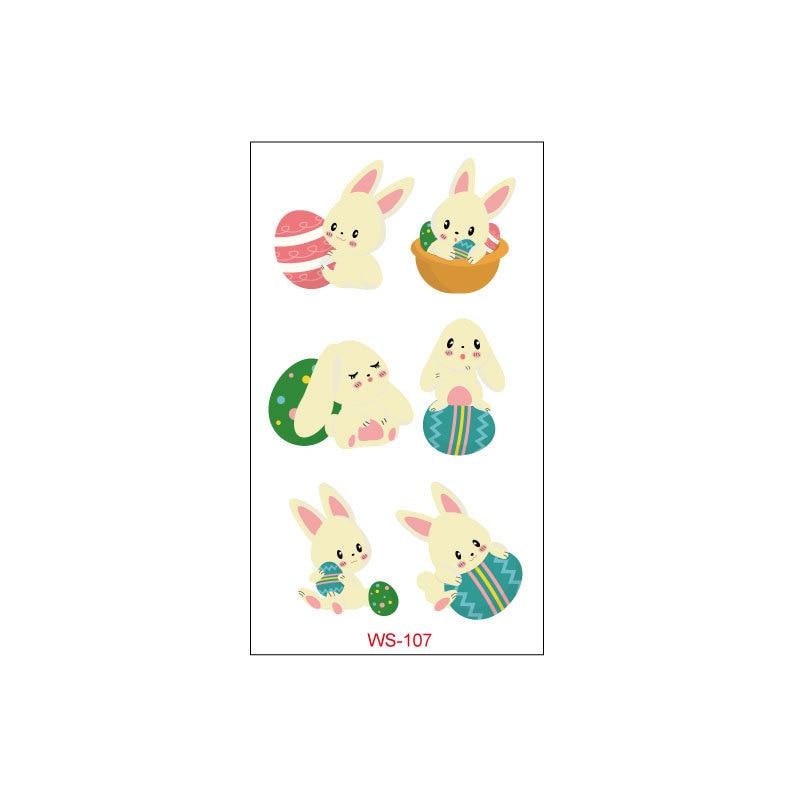 5Pcs Waterproof Sweat Cartoon Egg Child Cute Rabbit Egg Tattoo DIY Sticker Easter Tattoo Sticker Decoration
