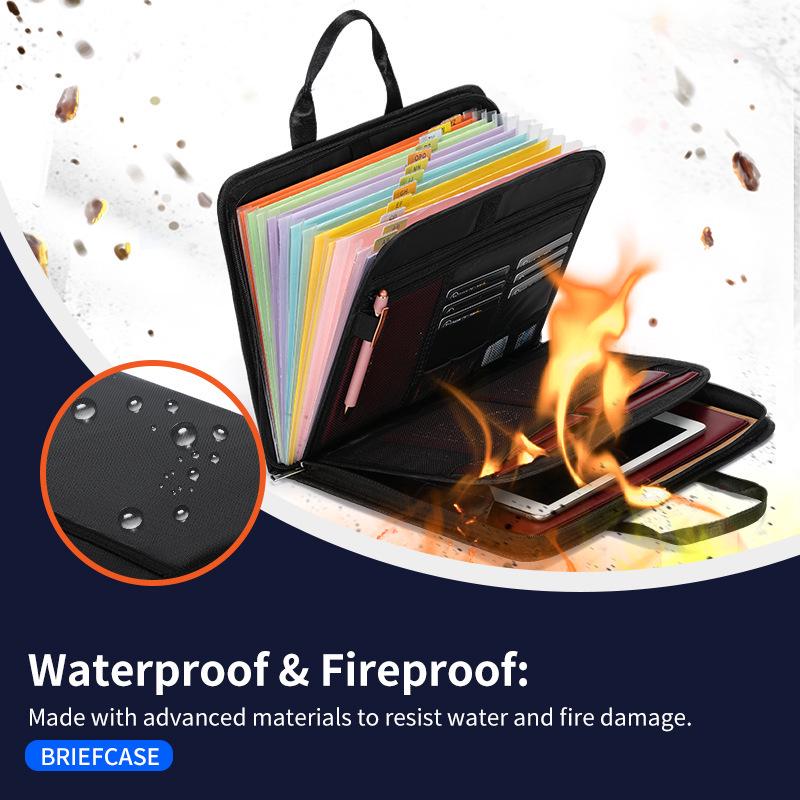 Fireproof Waterproof 13-Layer Expanding Accordion File Organizer Bag - Large Capacity