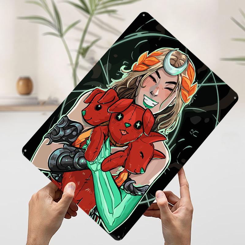 

Hades Game Fanart Melinoe With Cerberus Metal Poster Customized Wall Art Retro Vintage Tinplate Signs for Bar Accessories Decor 7.9x11.8In(20x30cm)