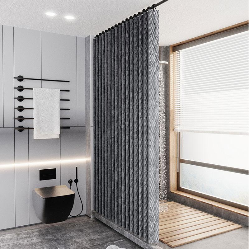 Laminierter Imitationsleinen Mehrfarbig Großer Ring Wasserdicht Starker Dicker Stoff Undurchsichtiger Duschvorhang, Geeignet für Badezimmergebrauch