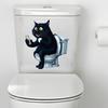 Cat Toilet Stickers Waterproof Toilet Tank Lid Decals Cartoon Black Cat Toilet Seat Cover Sticker for Bathroom Restroom Door Wall Decor