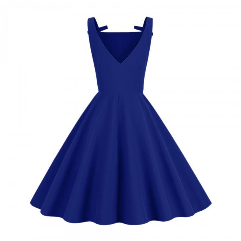 Sleeveless Vintage Hepburn Style Wrap Dress With Bow Detail A-Line Midi Women
