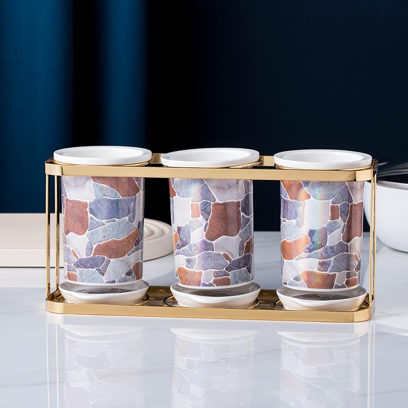 Rock Pattern Ceramic Chopstick Holder Home Tableware Storage Box Shelf Chopsticks Basket Drain Rack Storage Bottle Organizer