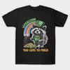 Men Black Print T-shirt Lepraccoon Too Cute To Pinch Raccoon Quote No-Cut Transfer Paper Print Cotton Tshirt
