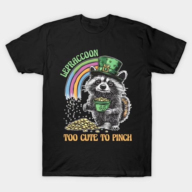 Men Black Print T-shirt Lepraccoon Too Cute To Pinch Raccoon Quote No-Cut Transfer Paper Print Cotton Tshirt 4XL