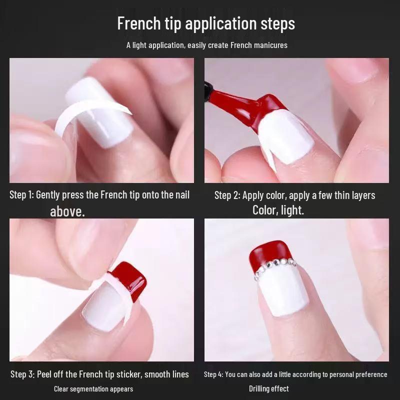 Nail Art Stickers: Smile, Wave, V-Shape, Crescent Edge French Designs