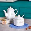 Gold-Trimmed Ceramic Spice Jar Set: Salt, Sugar, Oil & Vinegar