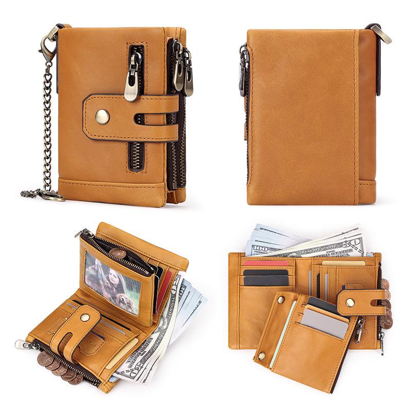 Short Leather Wallet, First Layer Cowhide Card Bag