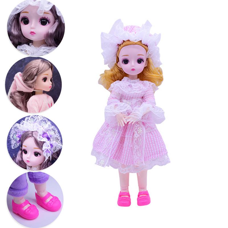 30cm Anime Bjd Doll Kawaii Girls Dress Up DIY Toy Joint Movable Body with Clothes Skirt Hat Headdress