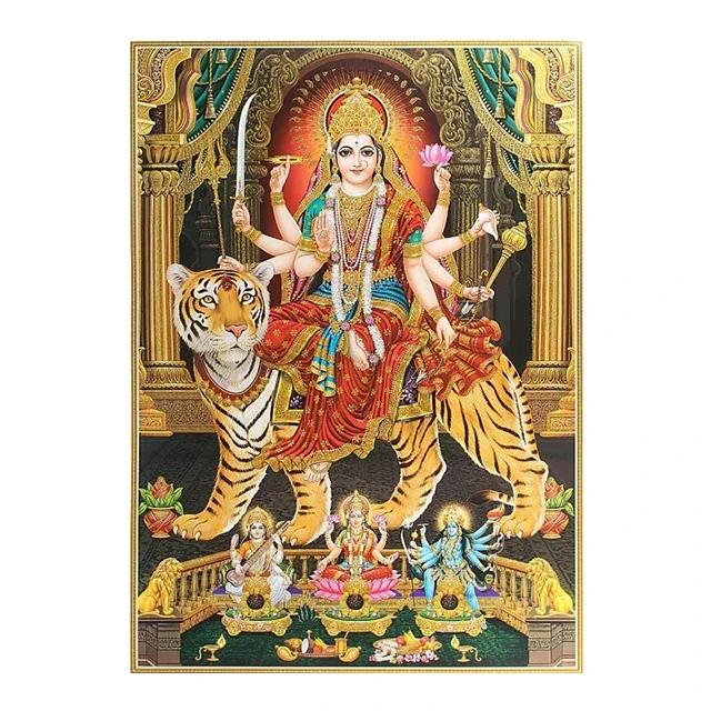 Religion Elephant God India Hinduism Ganesha Painting Canvas Durga Golden Zari Art Poster Prints Living Room Home Decor Pictures