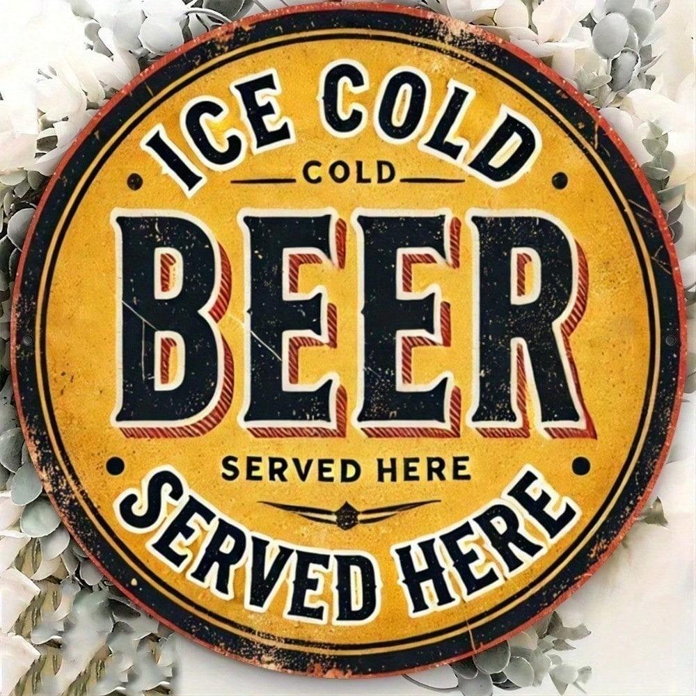 Vintage Beer Served Here Metal Tin Sign 8x12 Inch Retro Aluminum Pub Man Cave Wall Art Rustic Bar Decor For Garage