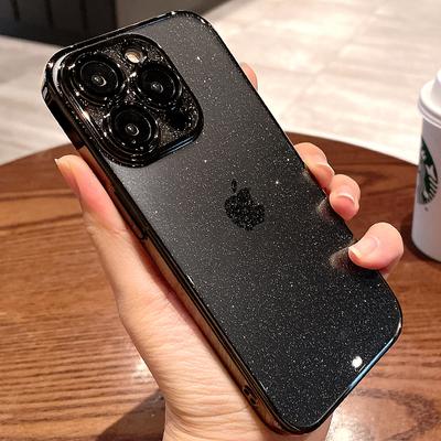 Luxury Transparent Glitter Phone Case For iPhone 11 12 13 14 15 Pro Max Plus Electroplated Bumper Clear Shockproof Cover