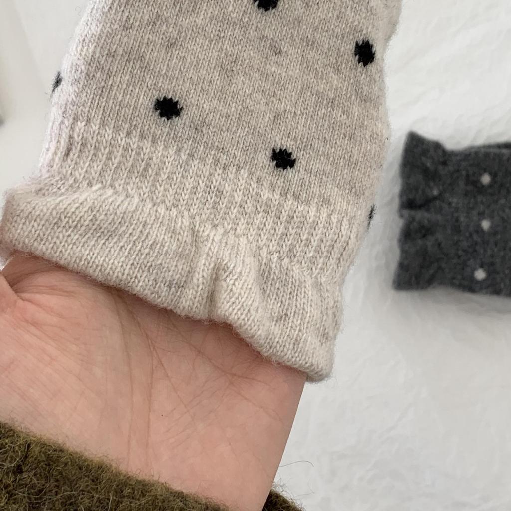 Polka Dot Korean Mid-Calf Lambswool Socks - Autumn/Winter Women's Chunky Warm Style