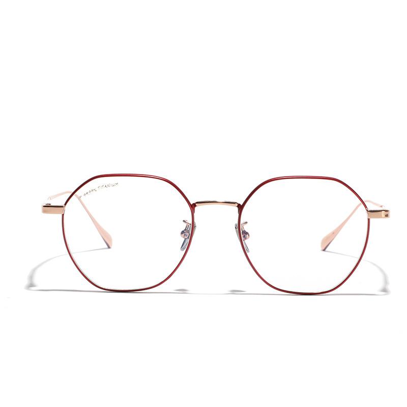 Glasses Round Large Frame Flat Glasses Women'S Titanium Metal Myopia Frame Men'S Plain Glasses