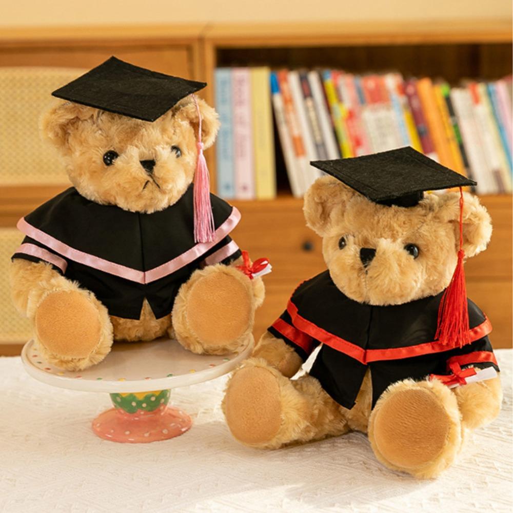 Academic Dress Bachelor Bear Plush Toy Bachelor Hat Bear Animal Doll  Party Favors