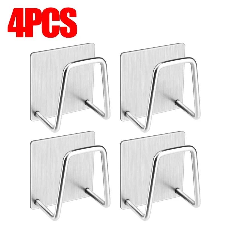 1/10pcs Kitchen Stainless Steel Sink Sponges Holder Self Adhesive Drain Drying Rack Shelf Household Wall Hooks Storage Organizer
