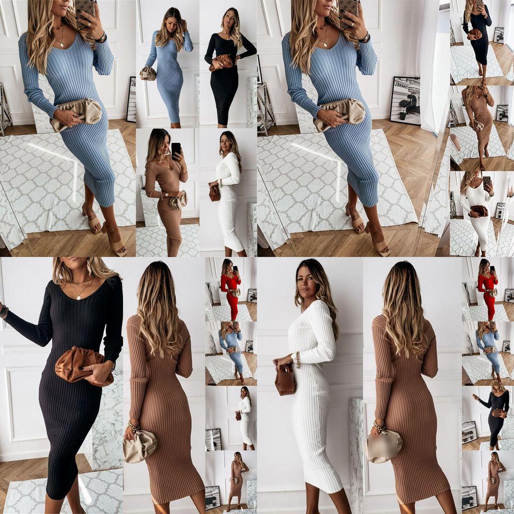 Elegant Womens Long Sleeve Bodycon Dress Perfect For Evening Parties And Casual Wear
