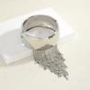 Silver-Tone Plated Tassel Cuff Bracelet High-Polished Finish Hypoallergenic Material Statement Metal Jewelry