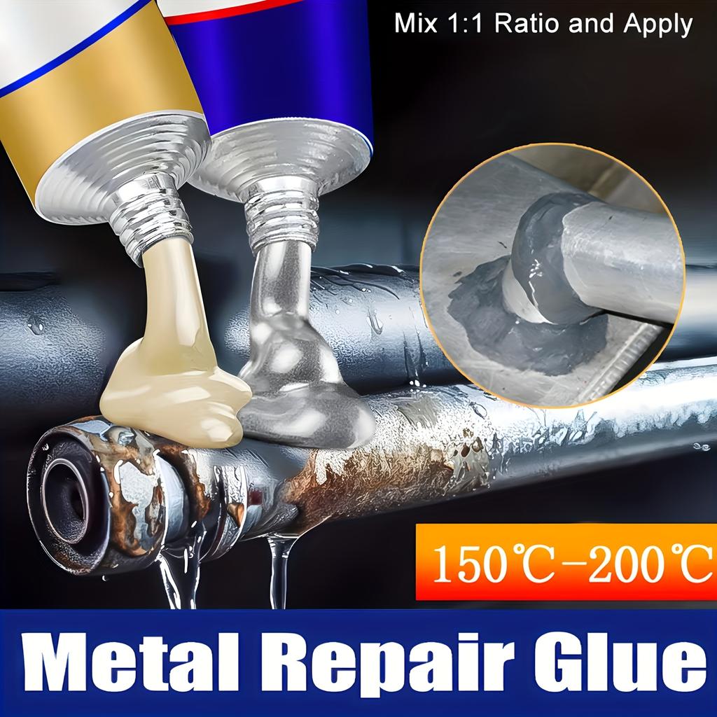1set Durable Aluminum Metal Repair Epoxy Adhesive Glue, No Power Required, Weld-Grade Strength, Machinable, Sandable, Paintable