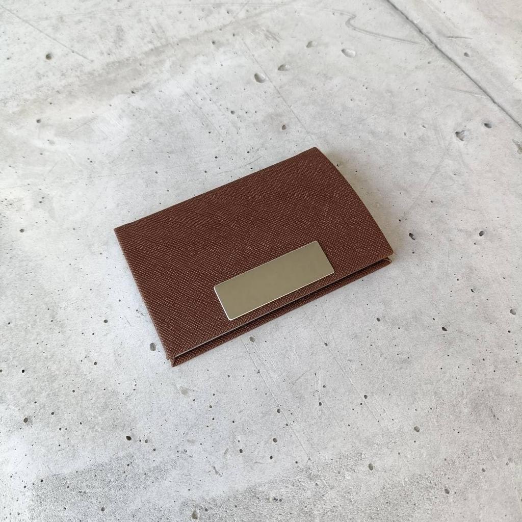 [mauve] Silver-plated Business Card HolderCard Case  Magnetic Closure, Slim, Lightweight, Stylish, Men's, Women's, Perfect Gift (Brown)