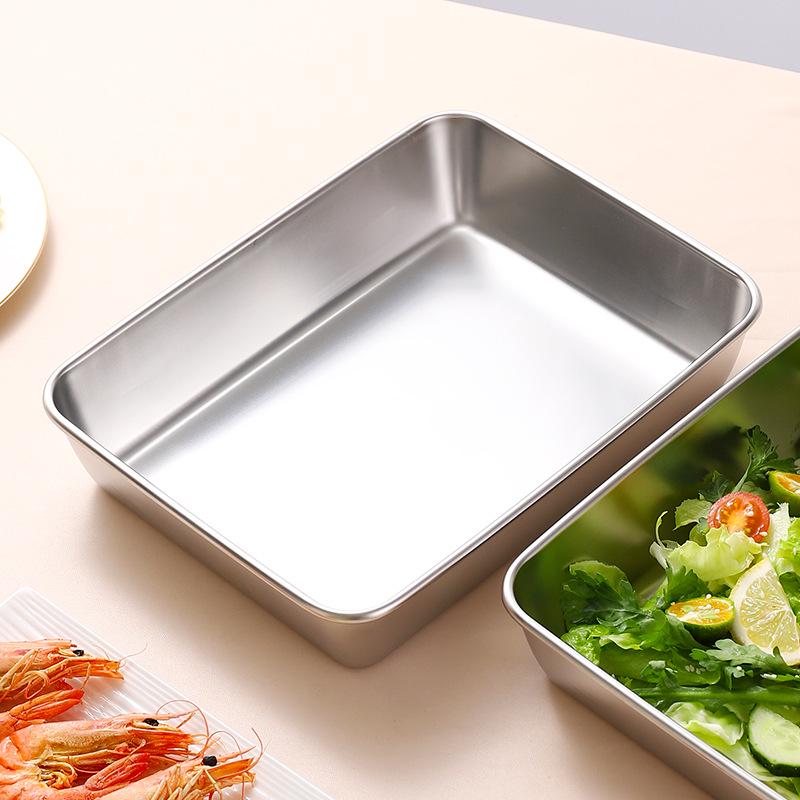 Japanese Style Stainless Steel Multi-Functional Deep Square Tray Plate 26cm x 20cm