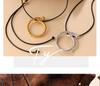 2025 Winter Fashion 18K Gold Stainless Steel Geometric Stackable Sweater Chain with Colorfast Black Rope for Women