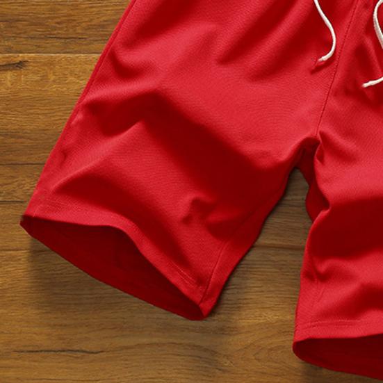 Men Shorts Solid Color Loose Elastic Waist Colorfast Students Shorts for Daily Wear