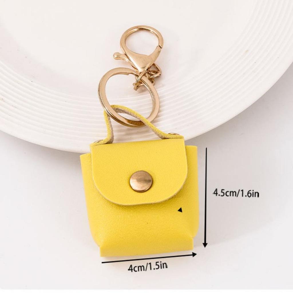 Amazon Change Bag Mini Small Storage Bag PU Leather Solid Color Square Bag Keychain Accessories Car Pendant