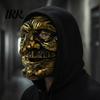 Breathable Horror Mask Halloween Vintage Clown Face Mask, Gold Silver Creepy Prop Wrinkled for Party, Scary Masquerade Costume Haunted House