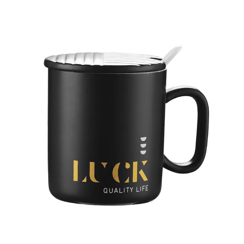 MAXCOOK Ceramic Mug with Lid and Spoon