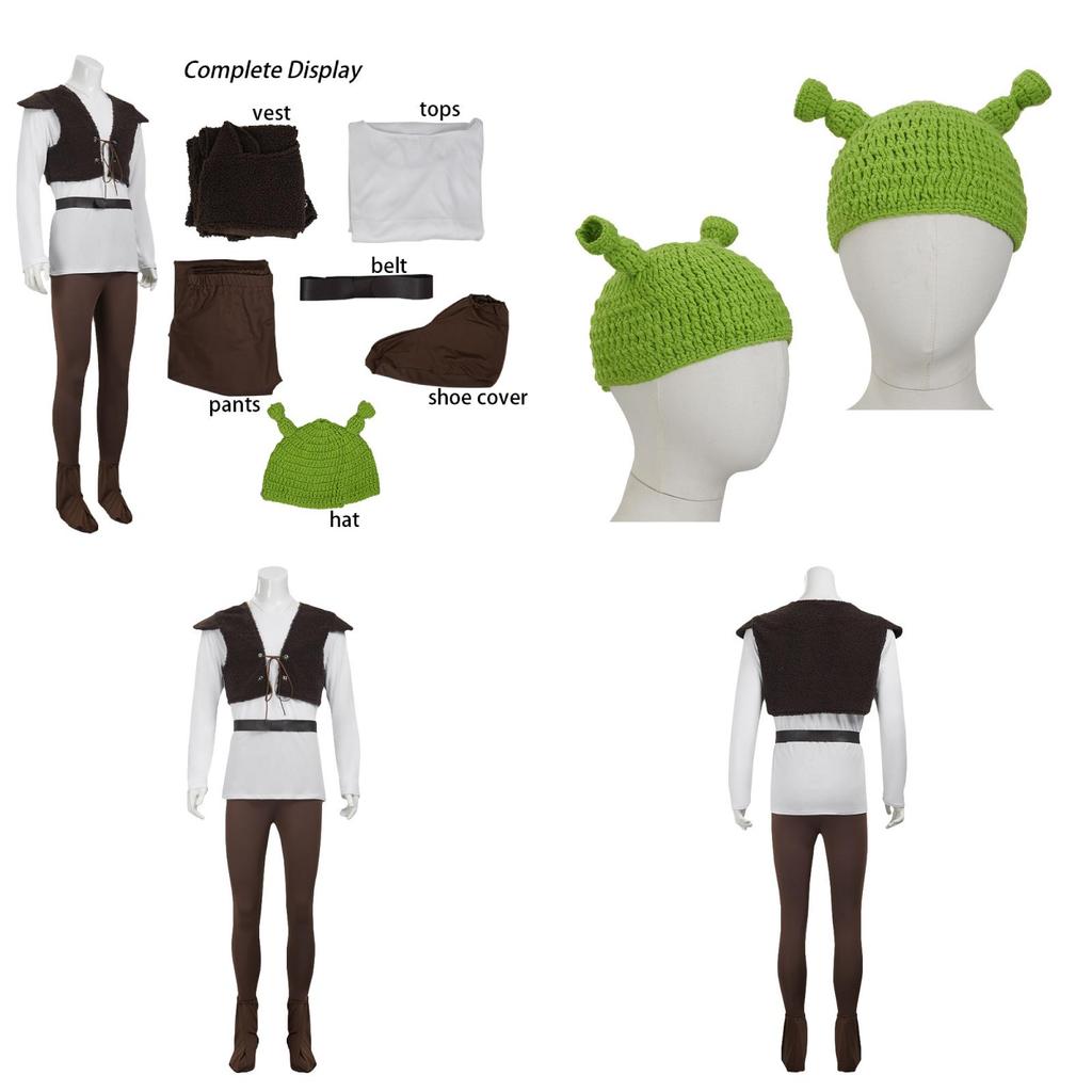 Shrek Costume With Polyester Fabric For Halloween Cosplay And Role Play