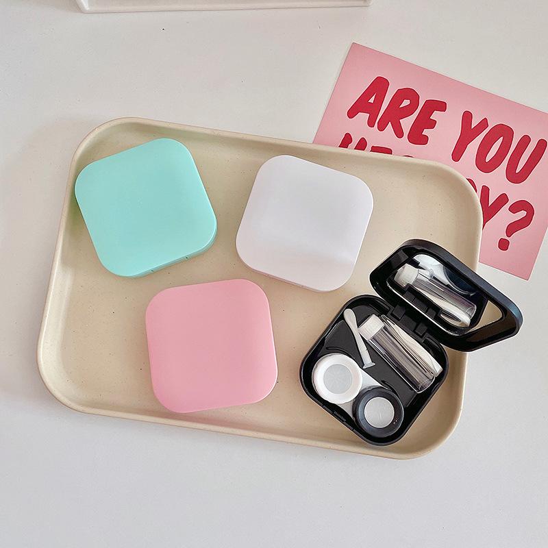 Mini einfarbiger Kontaktlinsenbehälter, Kontaktlinsenbehälter für Mädchen, Reisehalter, Aufbewahrung, Augenbehälter mit Spiegel