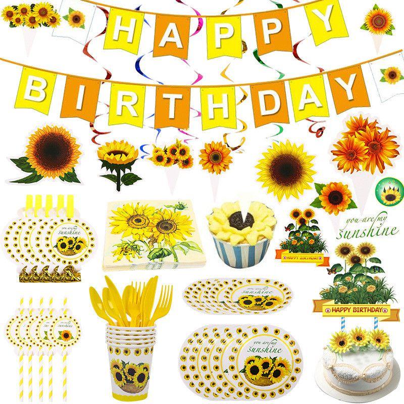 Cheerful Sunflowers Theme Party Decoration Set For Memorable Baby Showers And Kids Birthdays