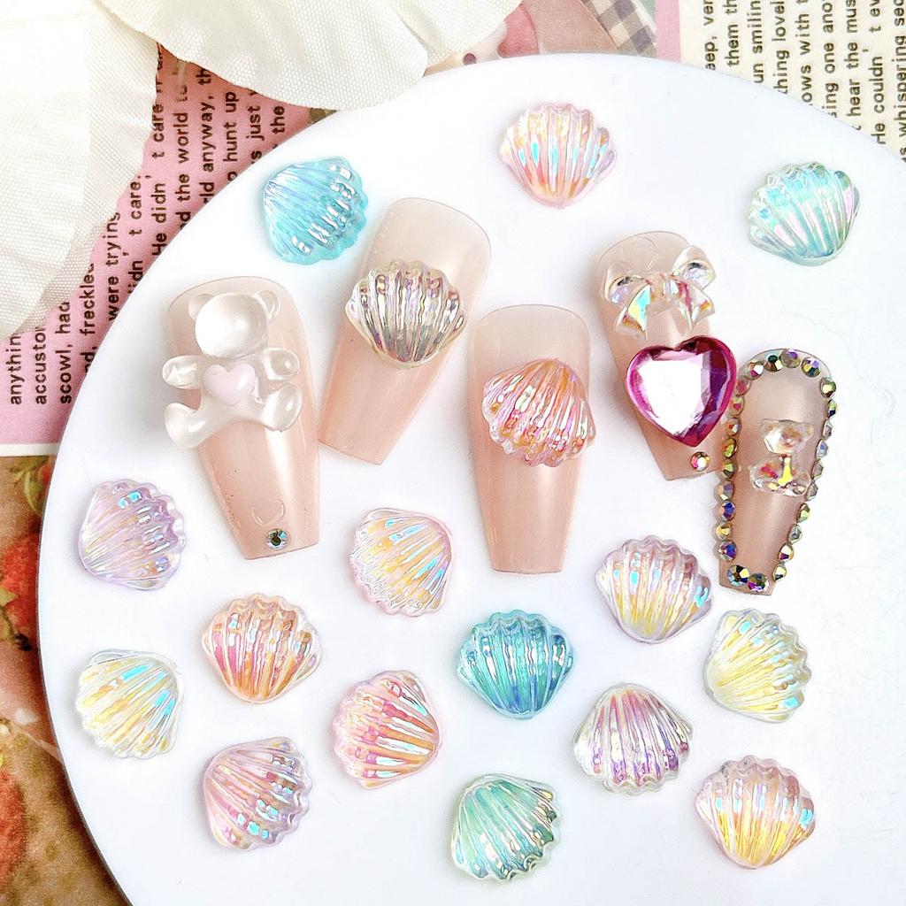 Aurora Colorful Scallop Shell DIY Accessories Hair Clips Nail Art Decorations Phone Case Headwear Resin Accessories