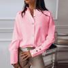 Women's Loose Fashion Shirts Solid Color Band Collar Long Sleeve Shirts Slim Tops