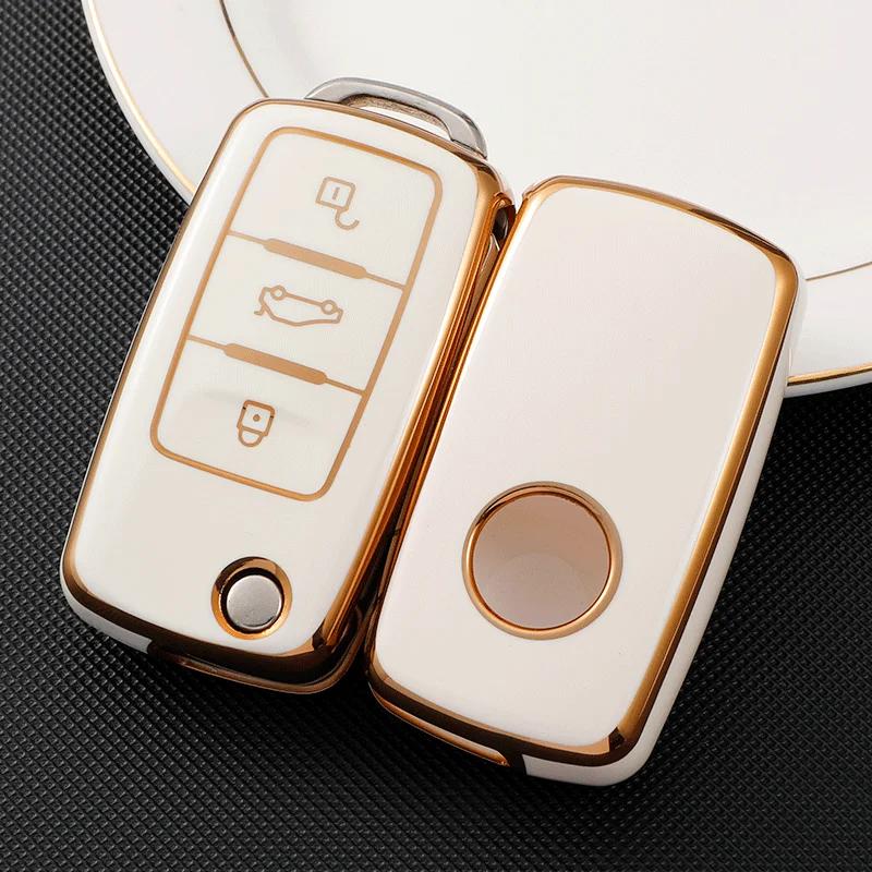 TPU Shell Fob Car Key Case Cover For Volkswagen VW Tiguan Beetle Caddy T5 Up Eos Skoda Octavia Seat Leon Altea Polo Golf Passat