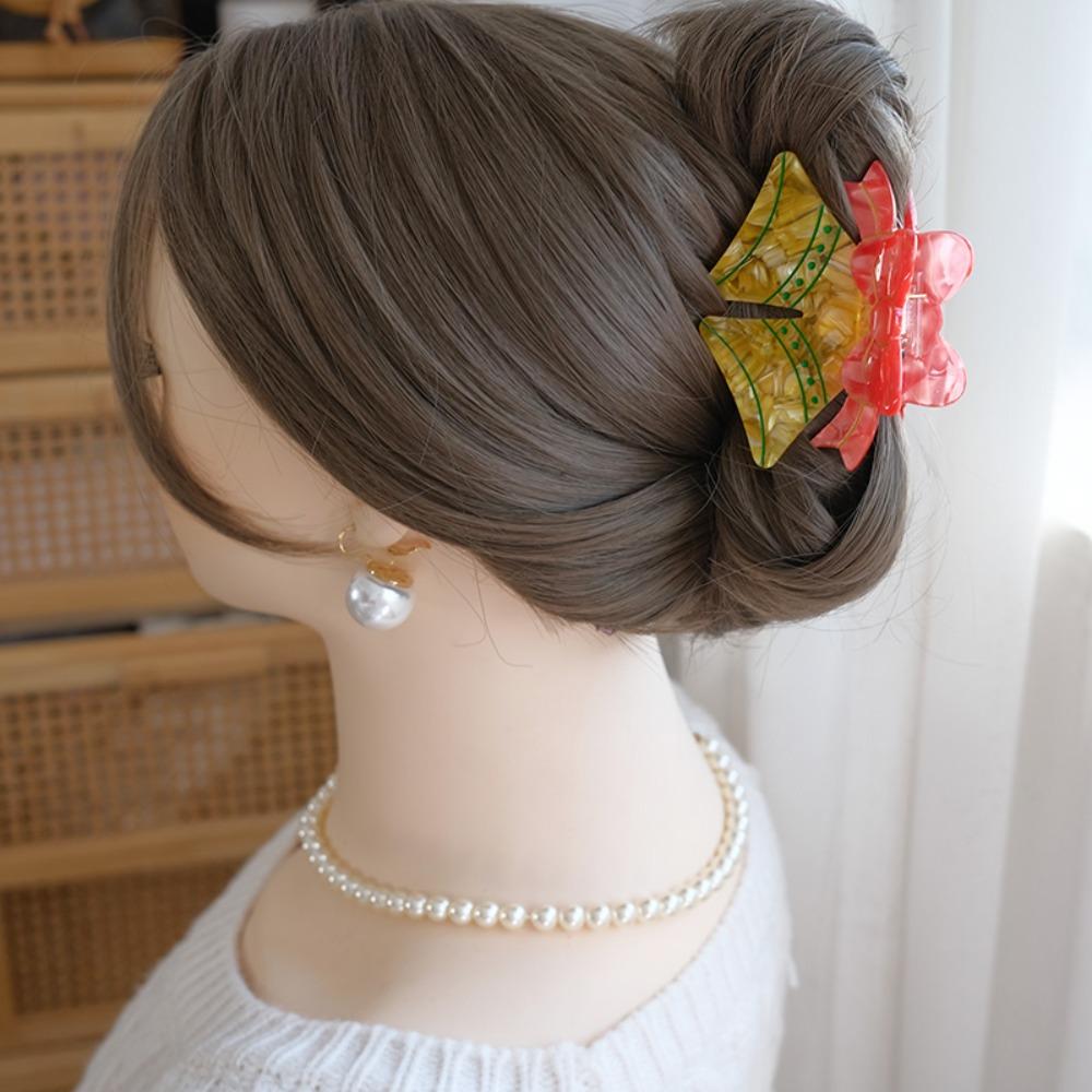 Bell Christmas Shark Clip Pearl Creative Shark Clip Headwear Acetic Acid Hair Claw  Festival