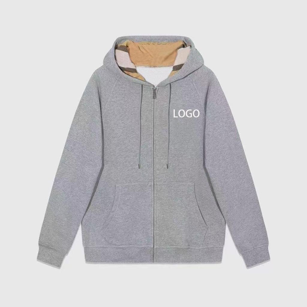 Unisex Bluza z Kapturem w Brytyjskim Stylu: Aksamitny kardigan rozpinany na zamek na wiosnę/jesień z własnym logo