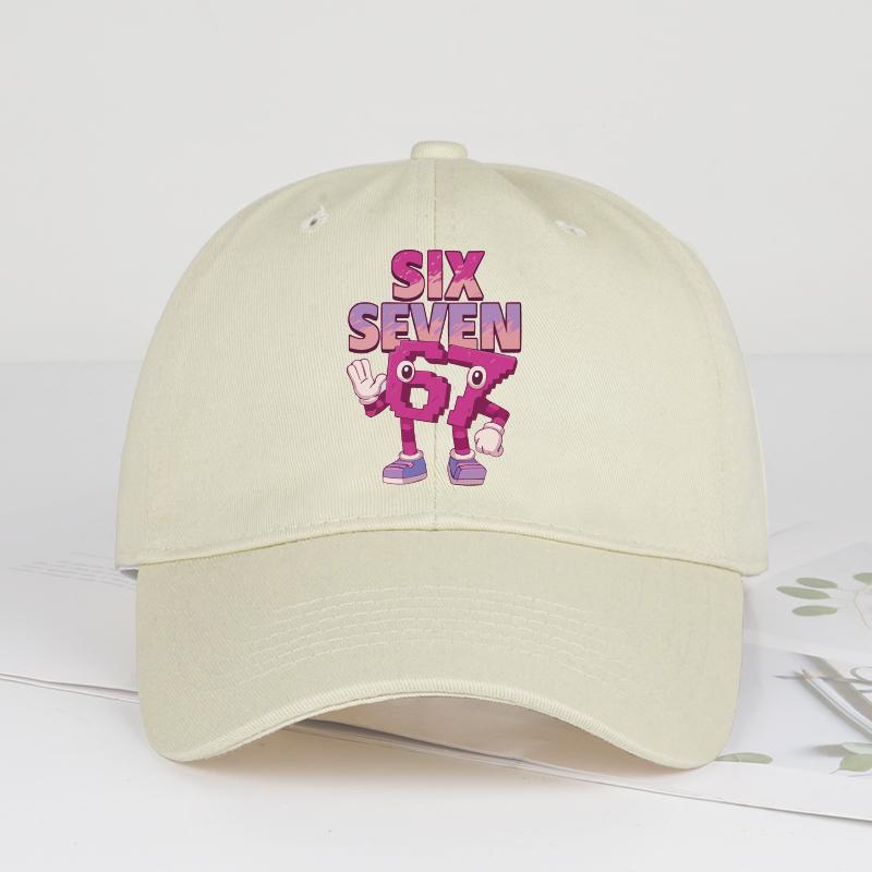 

Cartoon 67 Six Seven Print Baseball Cap Adjustable Unisex Vintage Snapback Hat Casual Outdoor Sun Cap молоко, білий колір