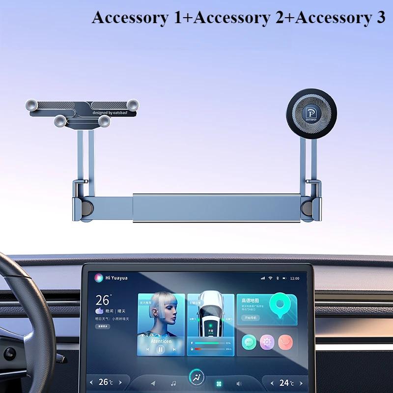 Oatsbasf Dual-position Car Screen Phone Holder Stand Aluminum Adjustable for Tesla Model 3 Highland Y Universal Car Accessories